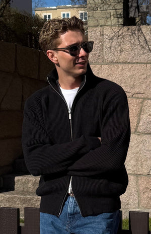 Zip Up Cardigan - Black