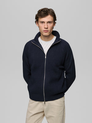 Zip Up Cardigan - Navy